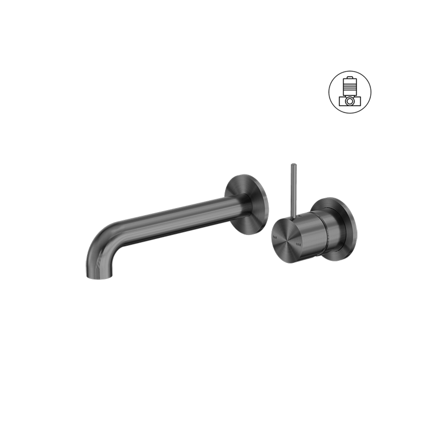 Mecca Wall Basin/Bath Mixer Separate Back Plate Handle Up 230mm Gun Metal gallery detail image