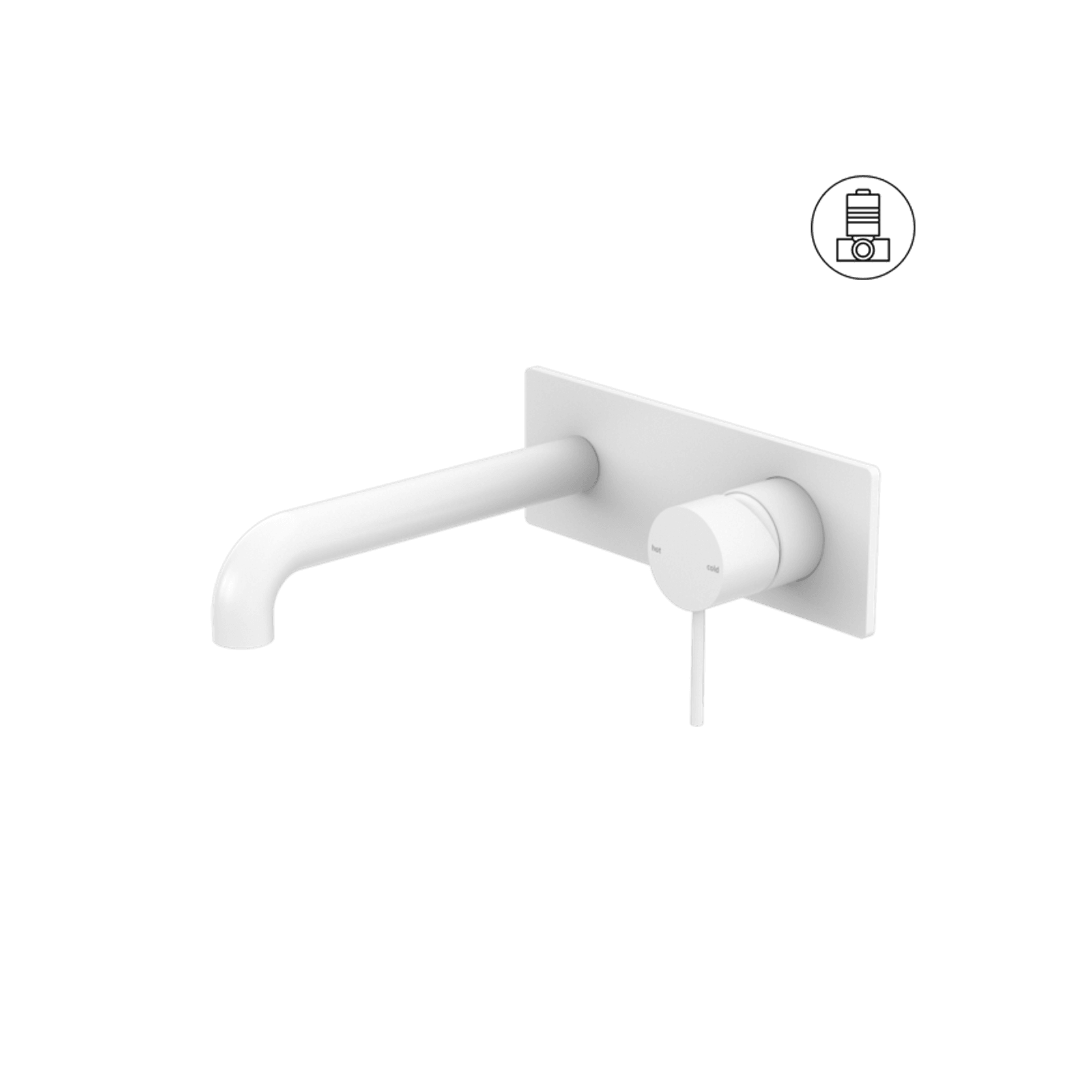 Mecca Wall Basin/Bath Mixer 160mm Matte White gallery detail image