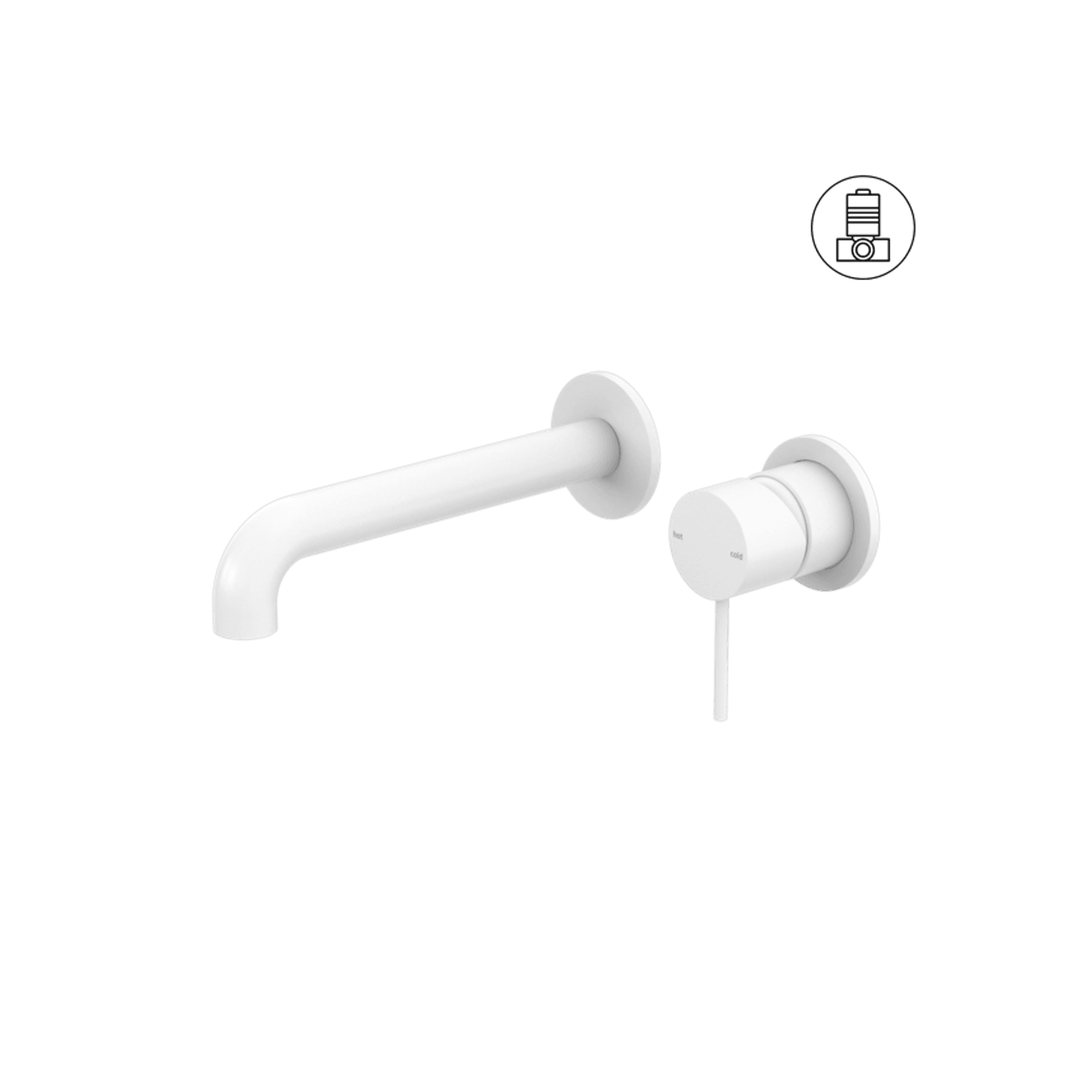 Mecca Wall Basin/Bath Mixer Separate Back Plate 230mm Matte White gallery detail image