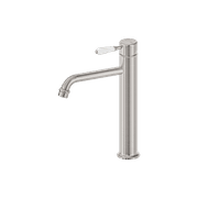 York Straight Tall Basin Mixer With White Porcelain Lever Brushed Nickel gallery detail image
