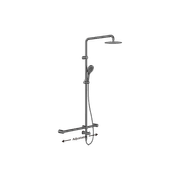 Mecca Care 32mm T Bar Grab Rail 1100x750mm Twin Shower Set Gun Metal gallery detail image