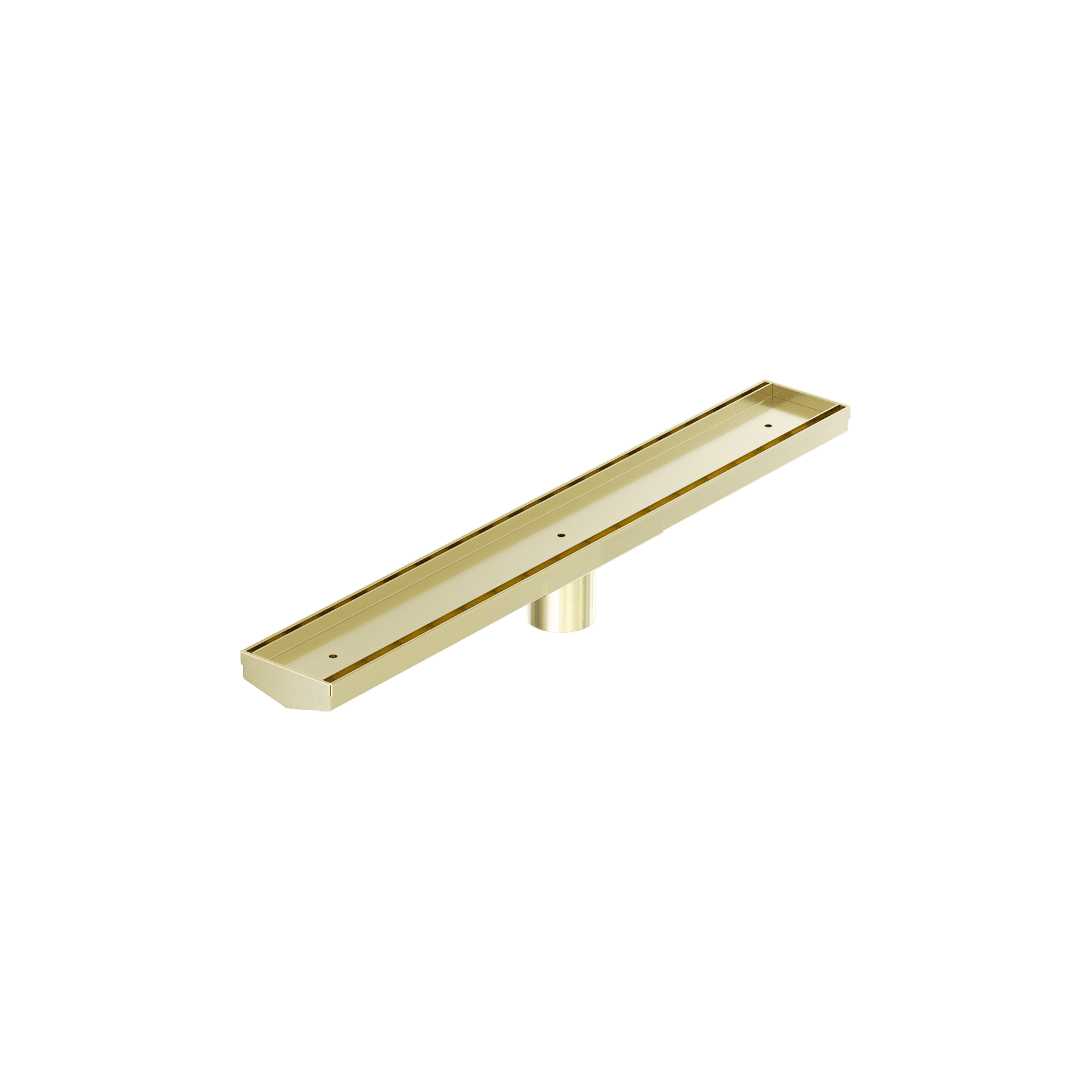 Tile Insert V Channel 600mm Floor Grate 50mm Outlet With Hole Saw Brushed Gold gallery detail image