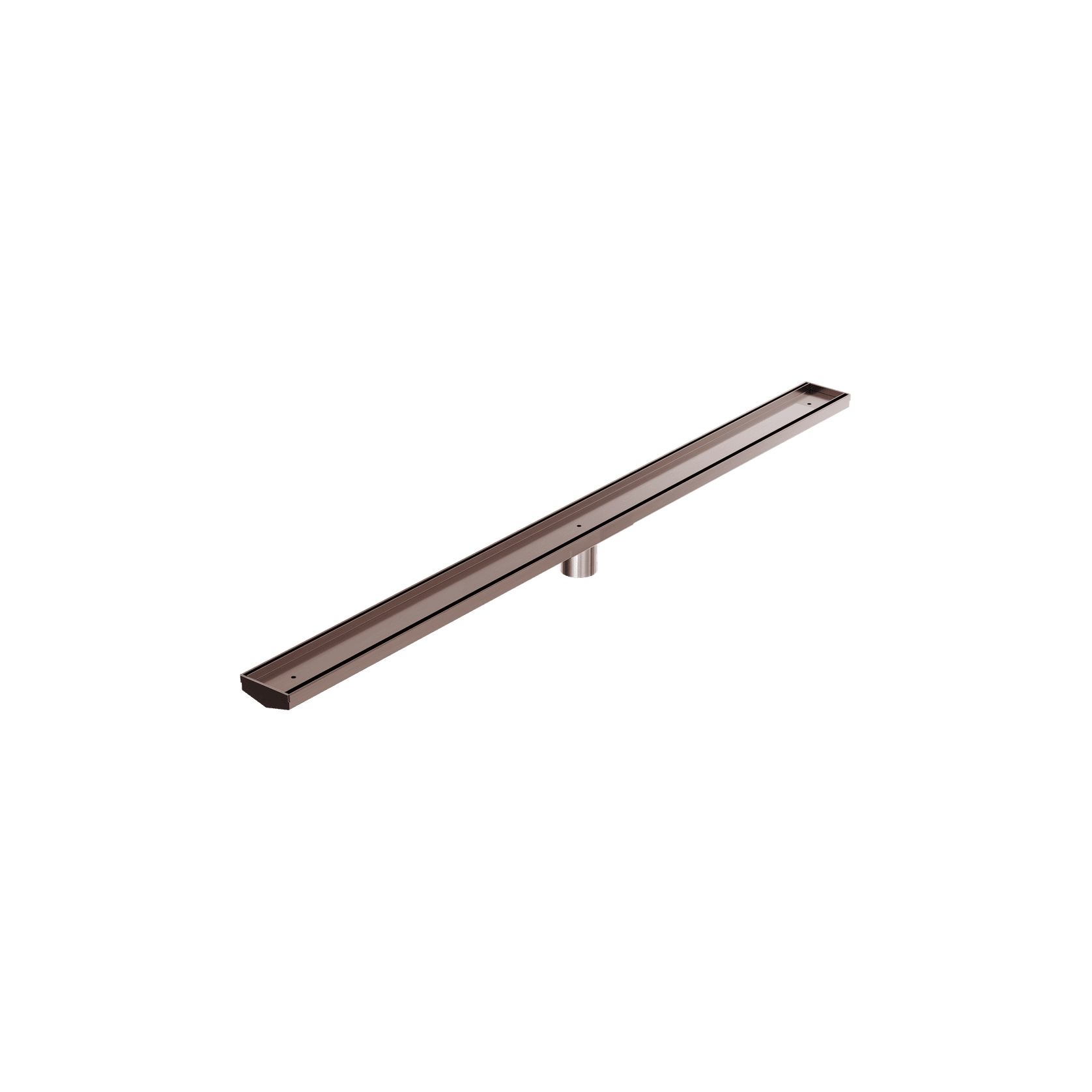 Tile Insert V Channel 1200mm Floor Grate 50mm Outlet With Hole Saw Brushed Bronze gallery detail image