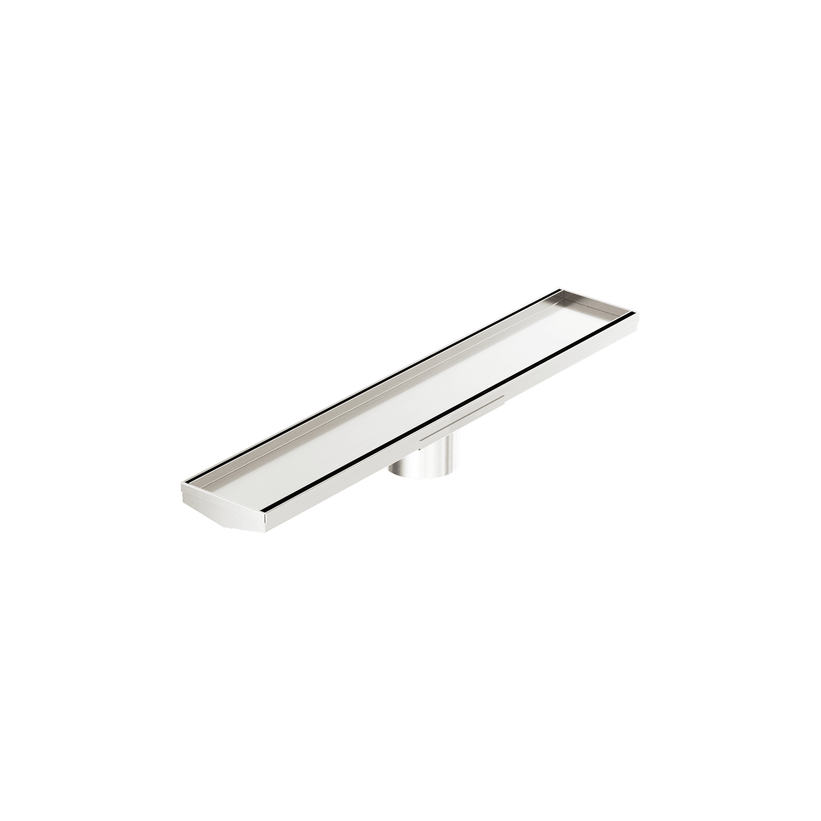 Tile Insert V Channel 600mm Floor Grate 80mm Outlet With Hole Saw Brushed Nickel gallery detail image