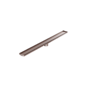 Tile Insert V Channel 1200mm Floor Grate 80mm Outlet With Hole Saw Brushed Bronze gallery detail image