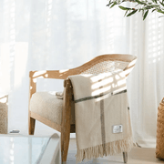 Ruanui Station Lambswool Throw -  Waitoka White & Brown gallery detail image