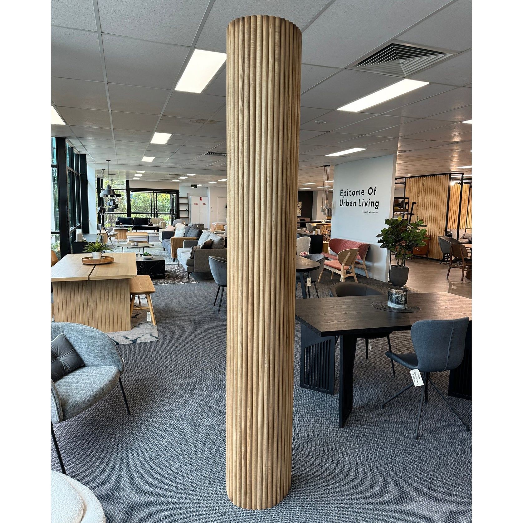WOODFLEX Flexible Solid Paulownia Wood Slat Wall Panel - 2700mm x 600mm - Half Round gallery detail image