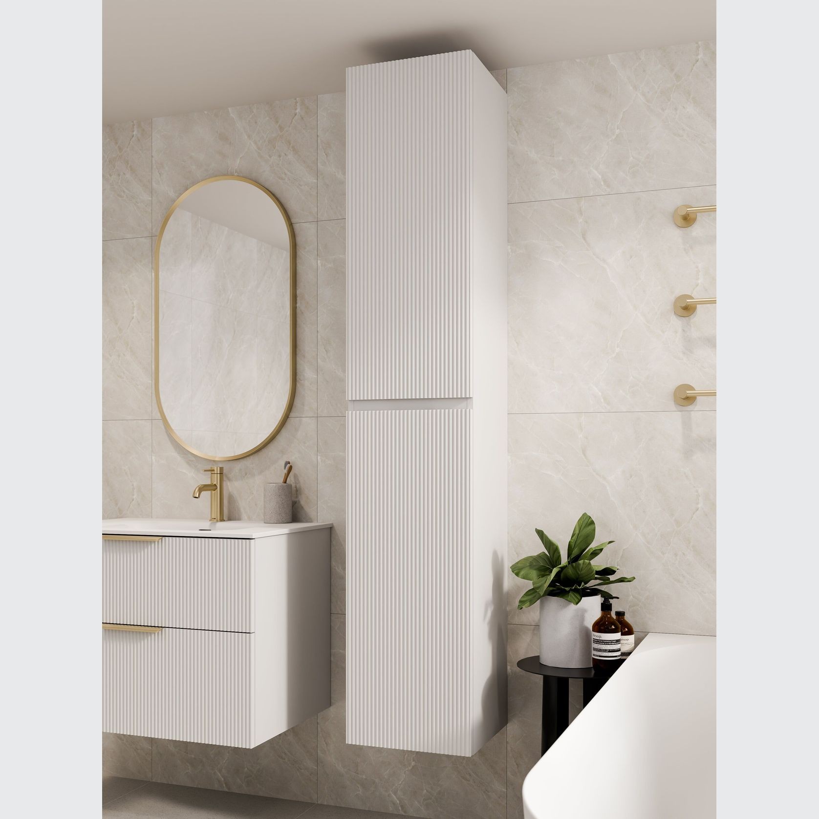 Lineare Tall Bathroom Cabinet | Pillar Front gallery detail image