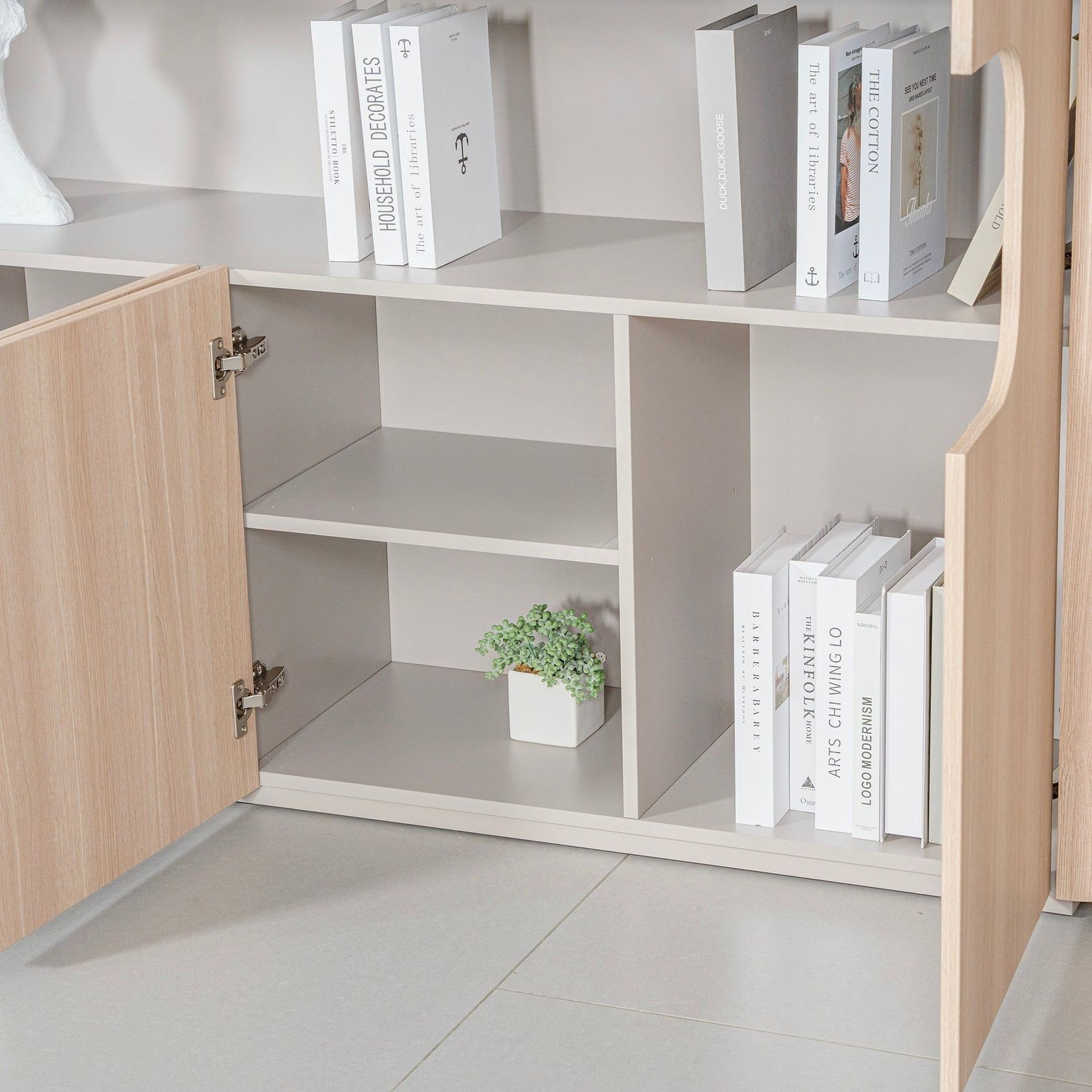 ORBAN 200cm Credenza Display Unit Oak - 110cm High gallery detail image