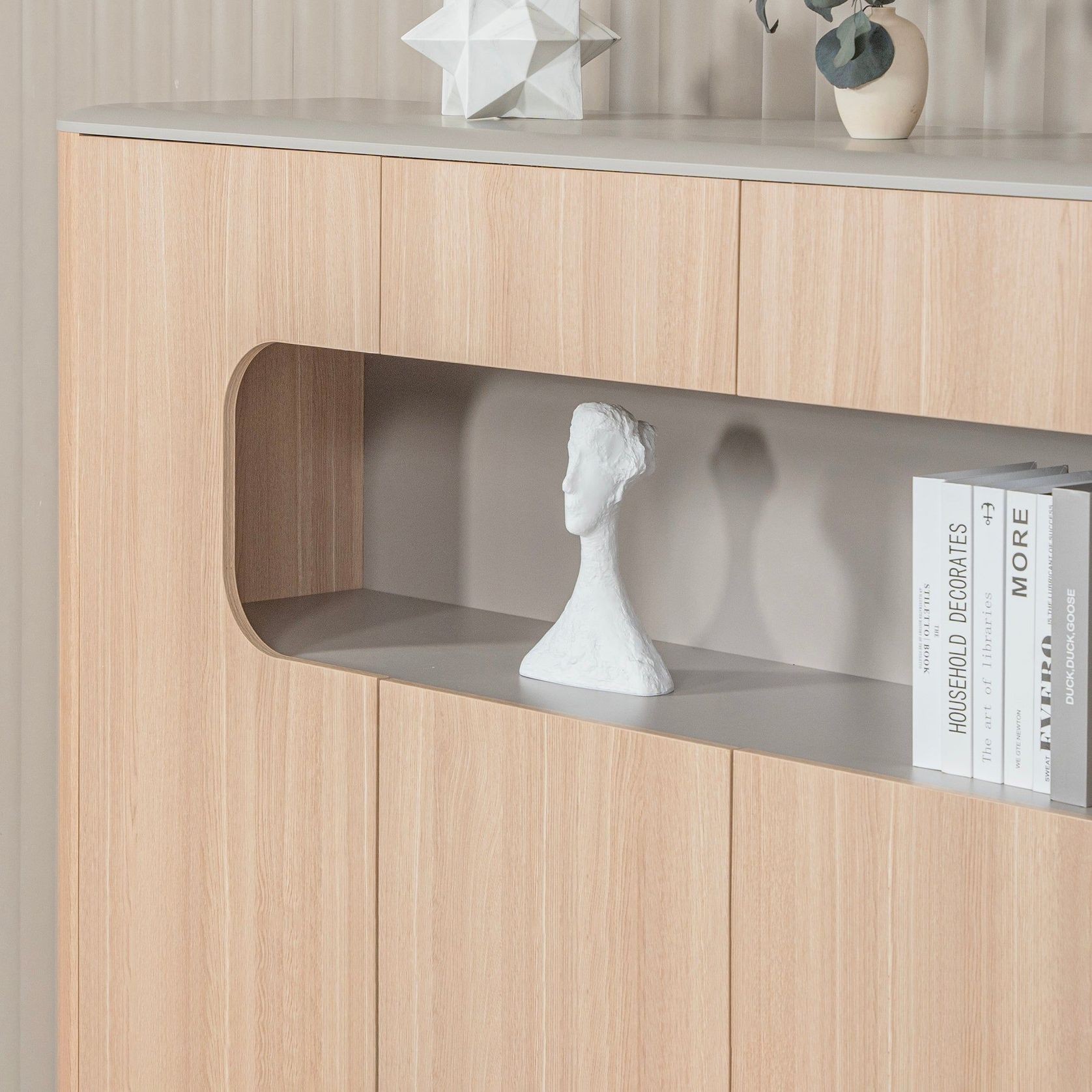 ORBAN 200cm Credenza Display Unit Oak - 110cm High gallery detail image