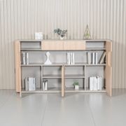 ORBAN 200cm Credenza Display Unit Oak - 110cm High gallery detail image