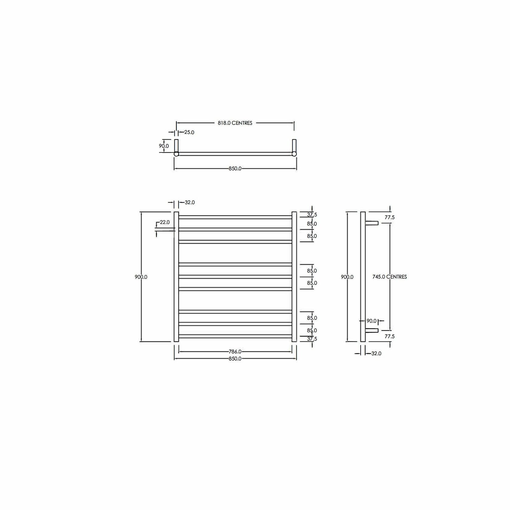 Round Heated Towel Ladder 900x850mm gallery detail image
