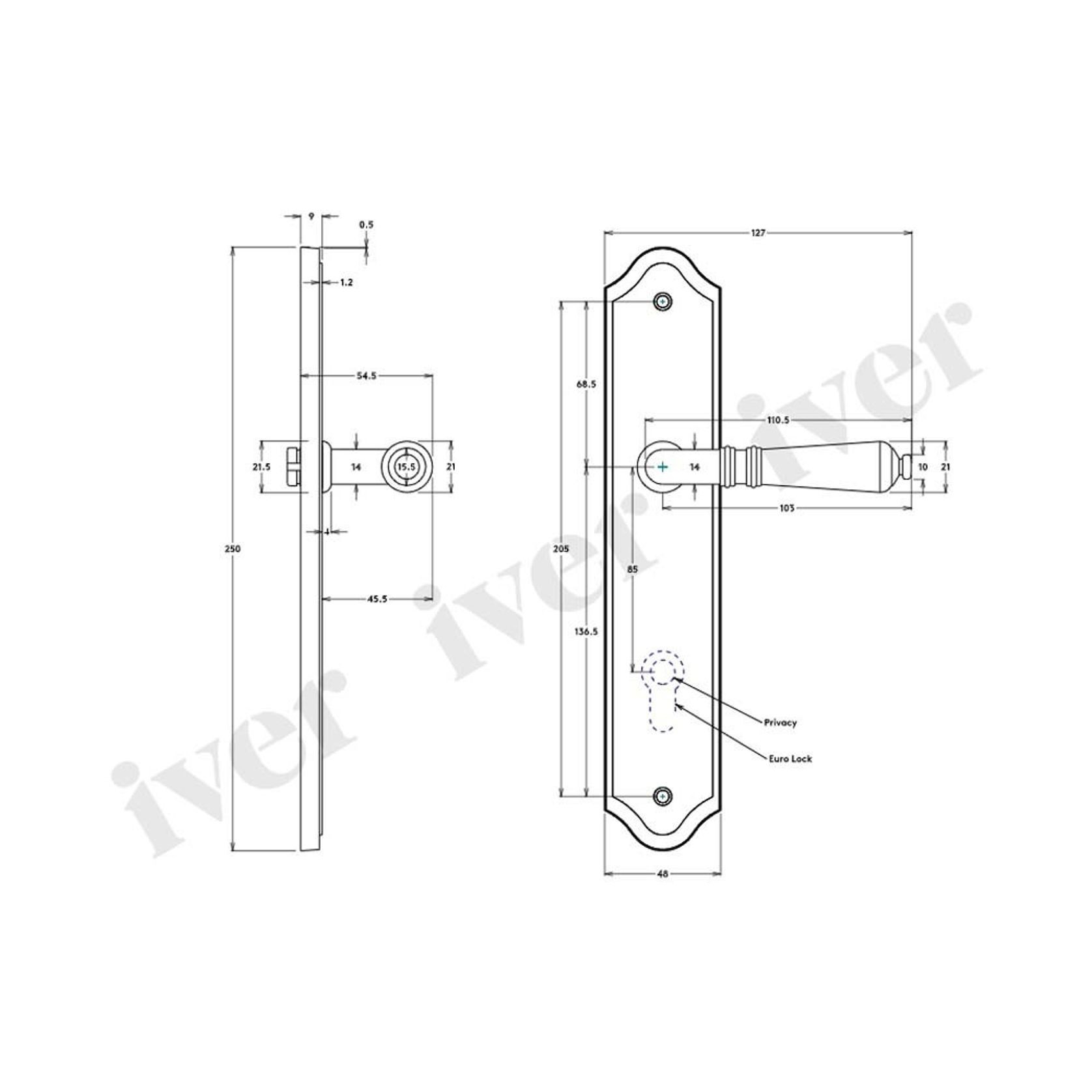 Iver Sarlat Lever on Shouldered Backplate Euro Signature Brass 10712E85 - Customise to your need gallery detail image