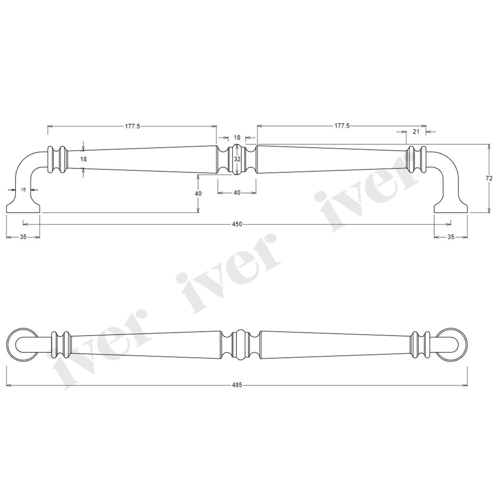 Iver Sarlat Door Pull Handle 487mm x 72mm Matt Black 9383 gallery detail image