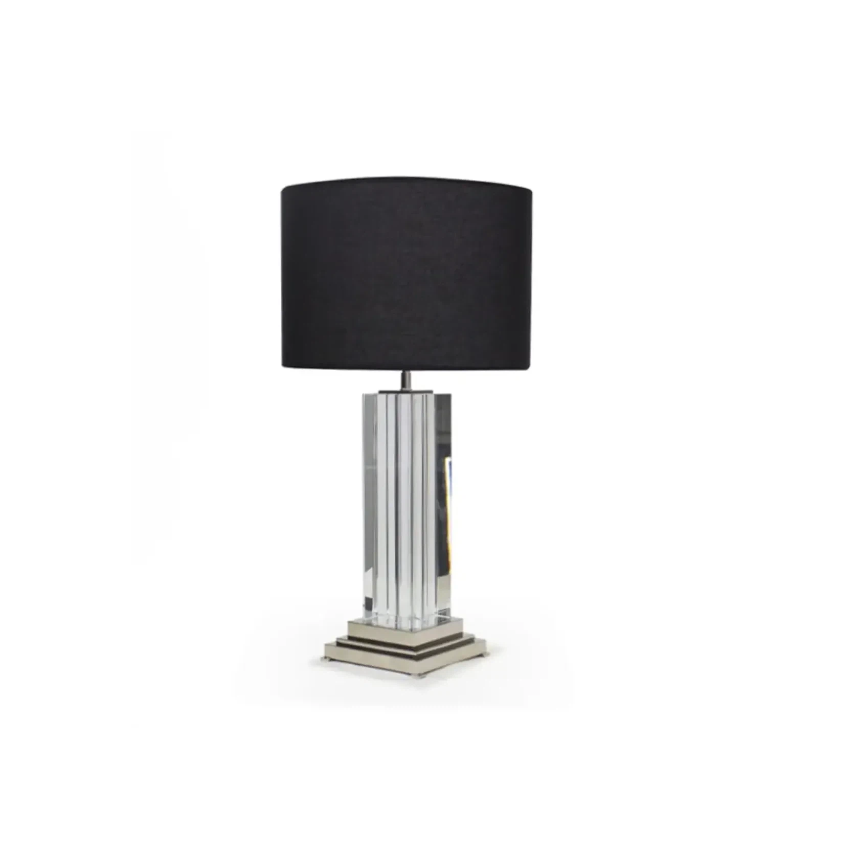 Murano Table Lamp - Crystal With Black Linen Shade gallery detail image