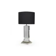 Murano Table Lamp - Crystal With Black Linen Shade gallery detail image