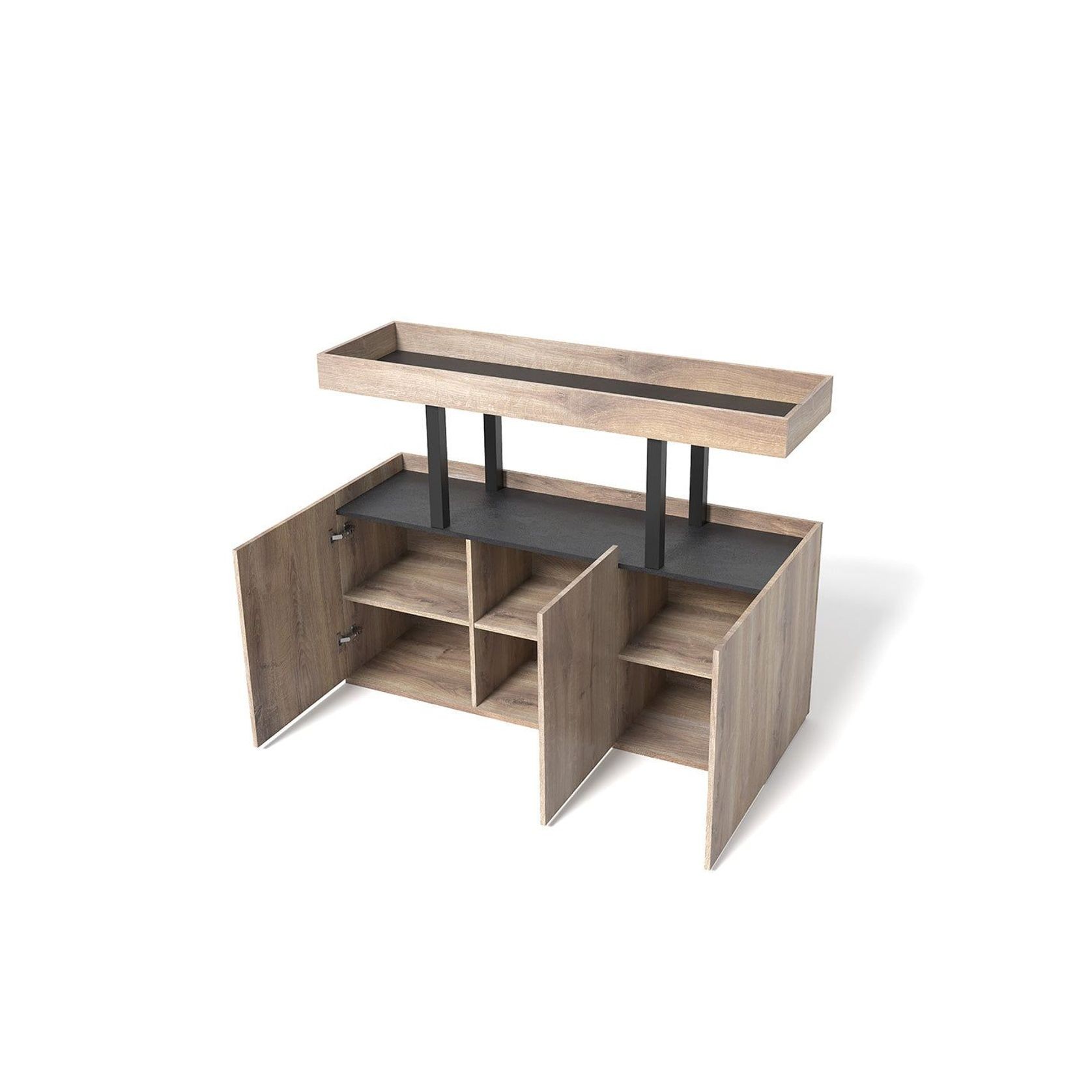 TRIBECA Credenza Cabinet 135cm - Warm Oak with Black gallery detail image