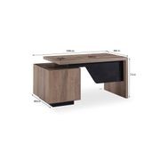 KELLEN Executive Desk with Right Return 1.6-1.8M - Warm Oak & Black gallery detail image