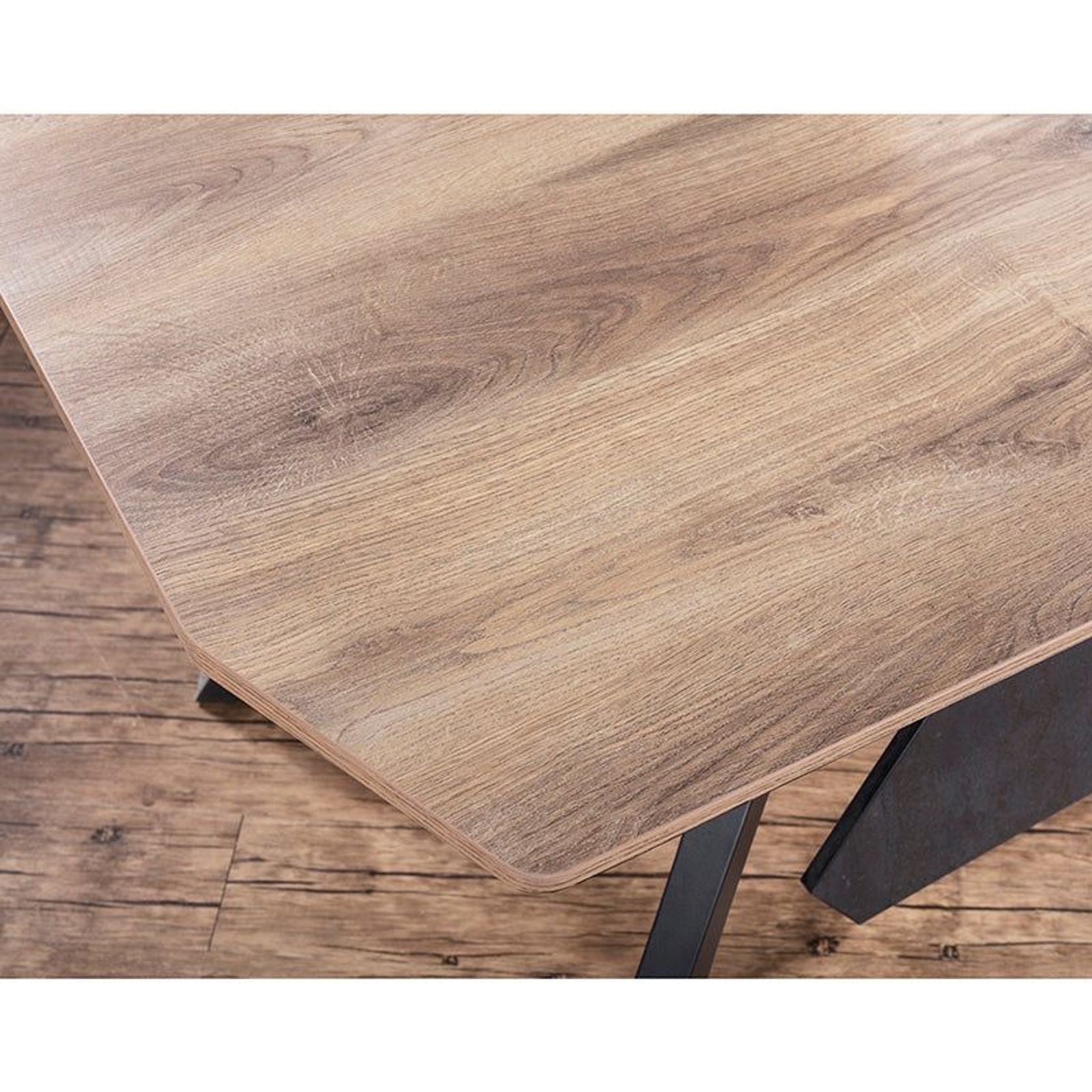 EASTON Sit Stand Electric Lift Executive Desk with Right Return 2.2M - Warm Oak & Black gallery detail image