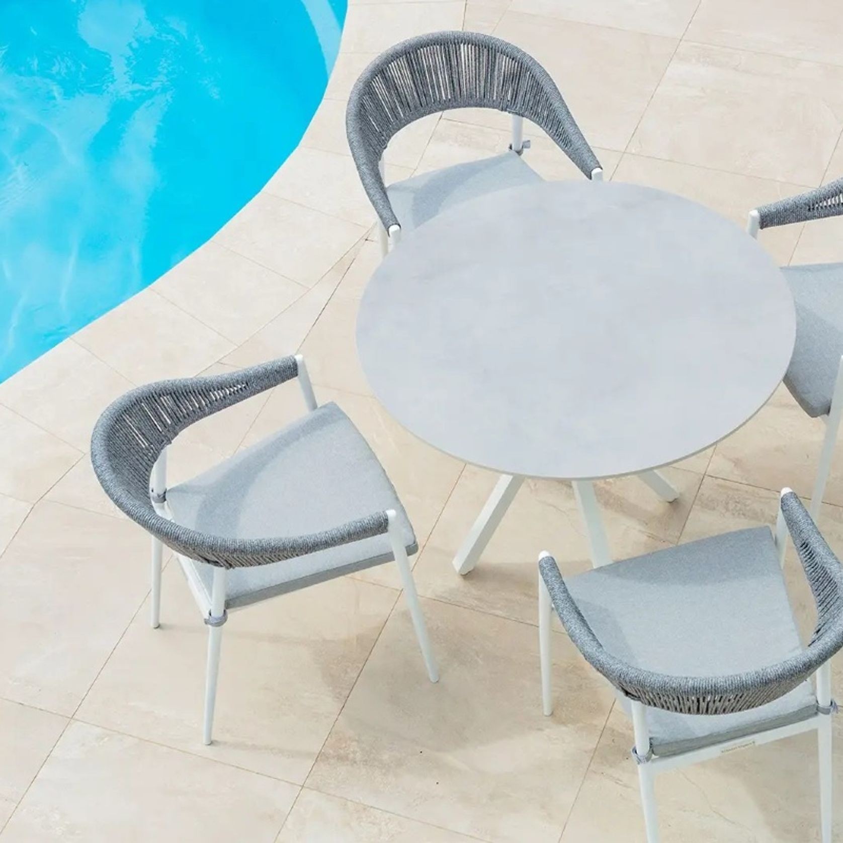 Cove Round Ceramic Table with Cove Chairs 5pc Set - White gallery detail image