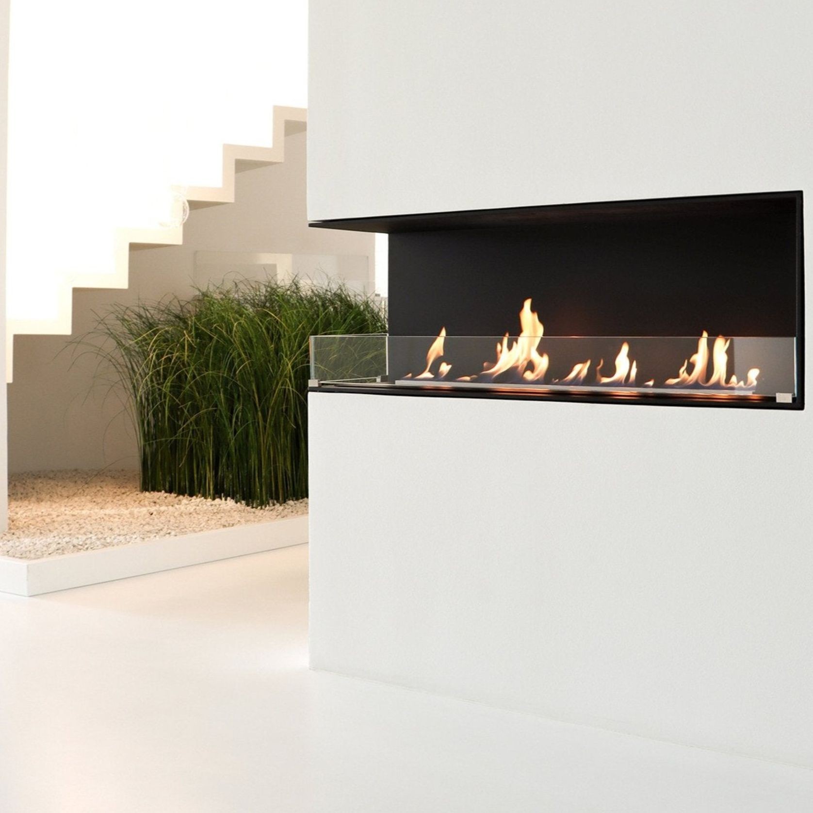 Decoflame Montreal Left Corner BEV Net Zero Fireplace gallery detail image