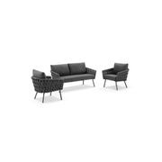 Malmo Rope 2+1+1 Lounge Set - Charcoal gallery detail image