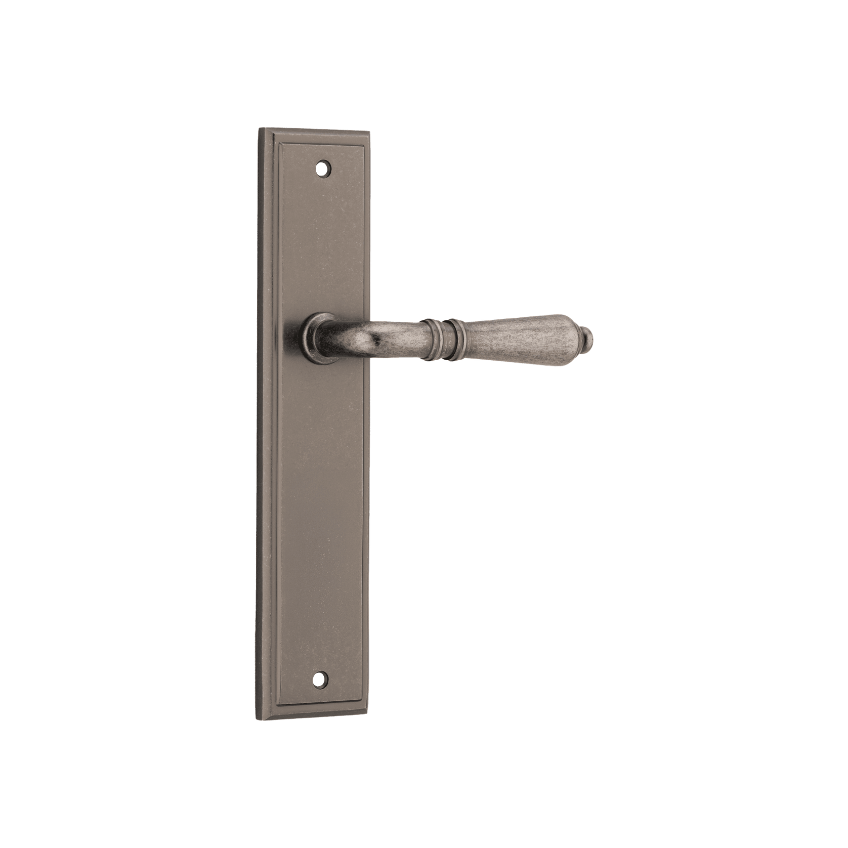 Sarlat Lever - Stepped Backplate | Distressed Nickel gallery detail image