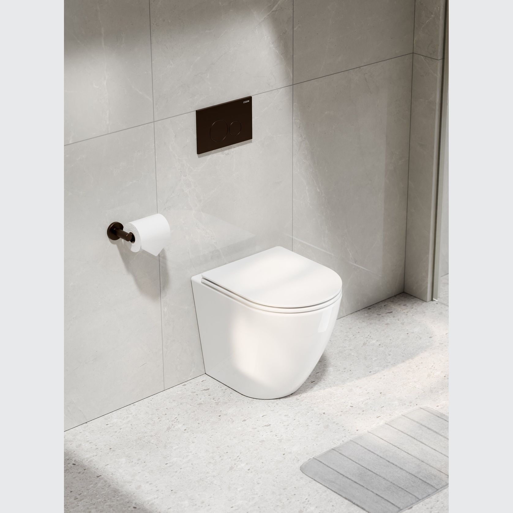 Flow Typhoon Inwall Toilet Suite | Brushed Bronze Btn gallery detail image