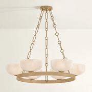 Tanager 6 Light Cloud Glass Pendant in Patina Brass gallery detail image