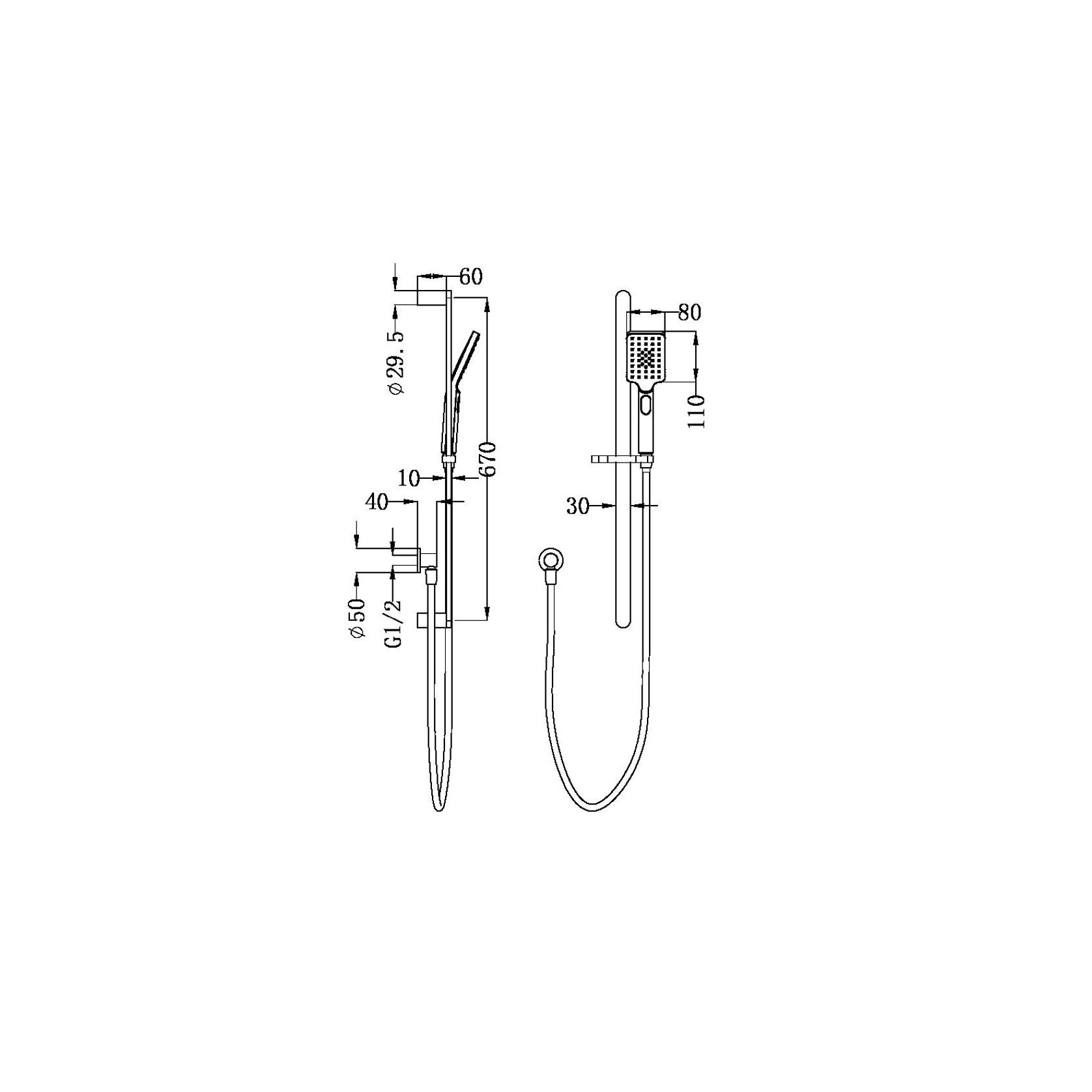 Bianca Shower Rail | Chrome gallery detail image