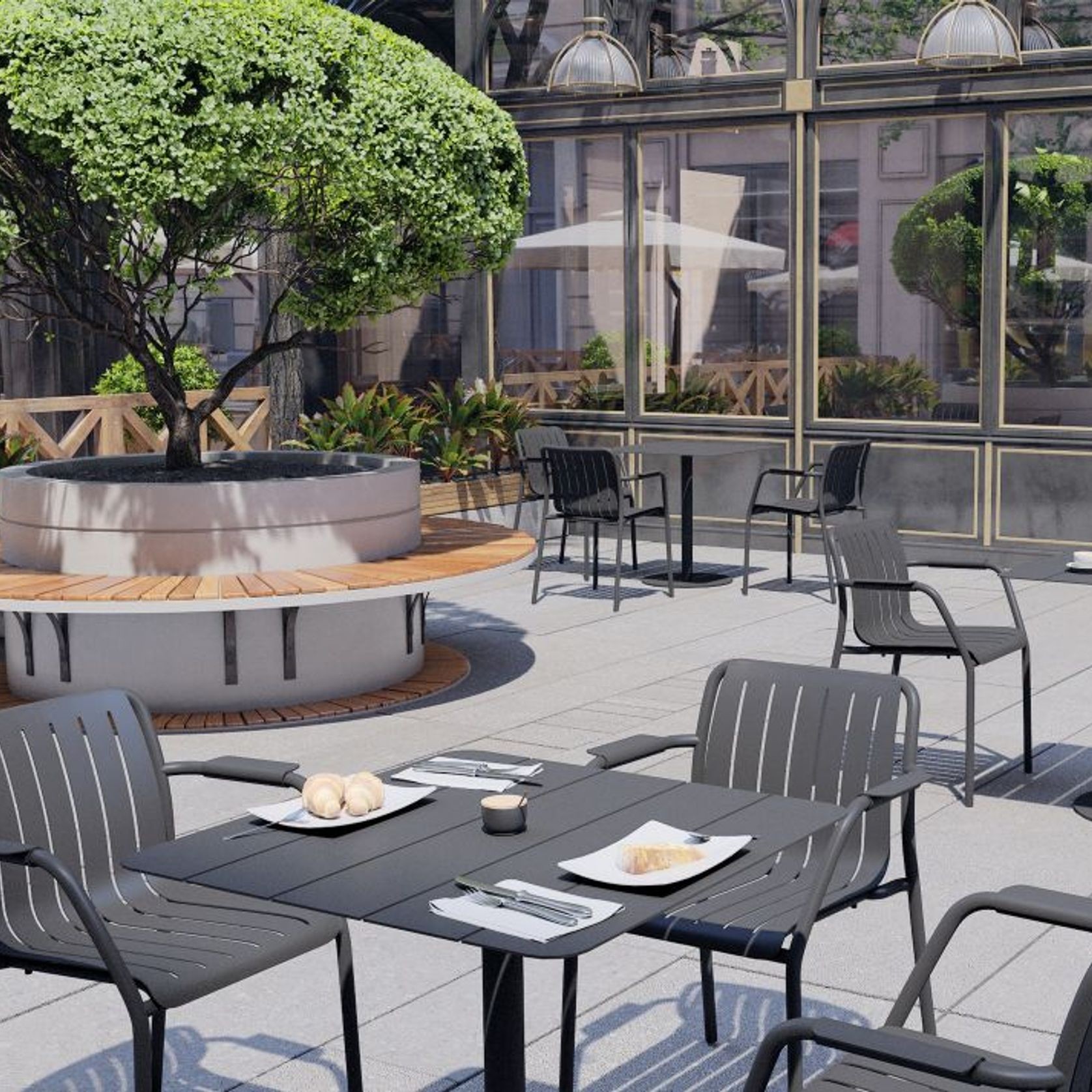Roku Outdoor Arm Chair in Matt Charcoal gallery detail image