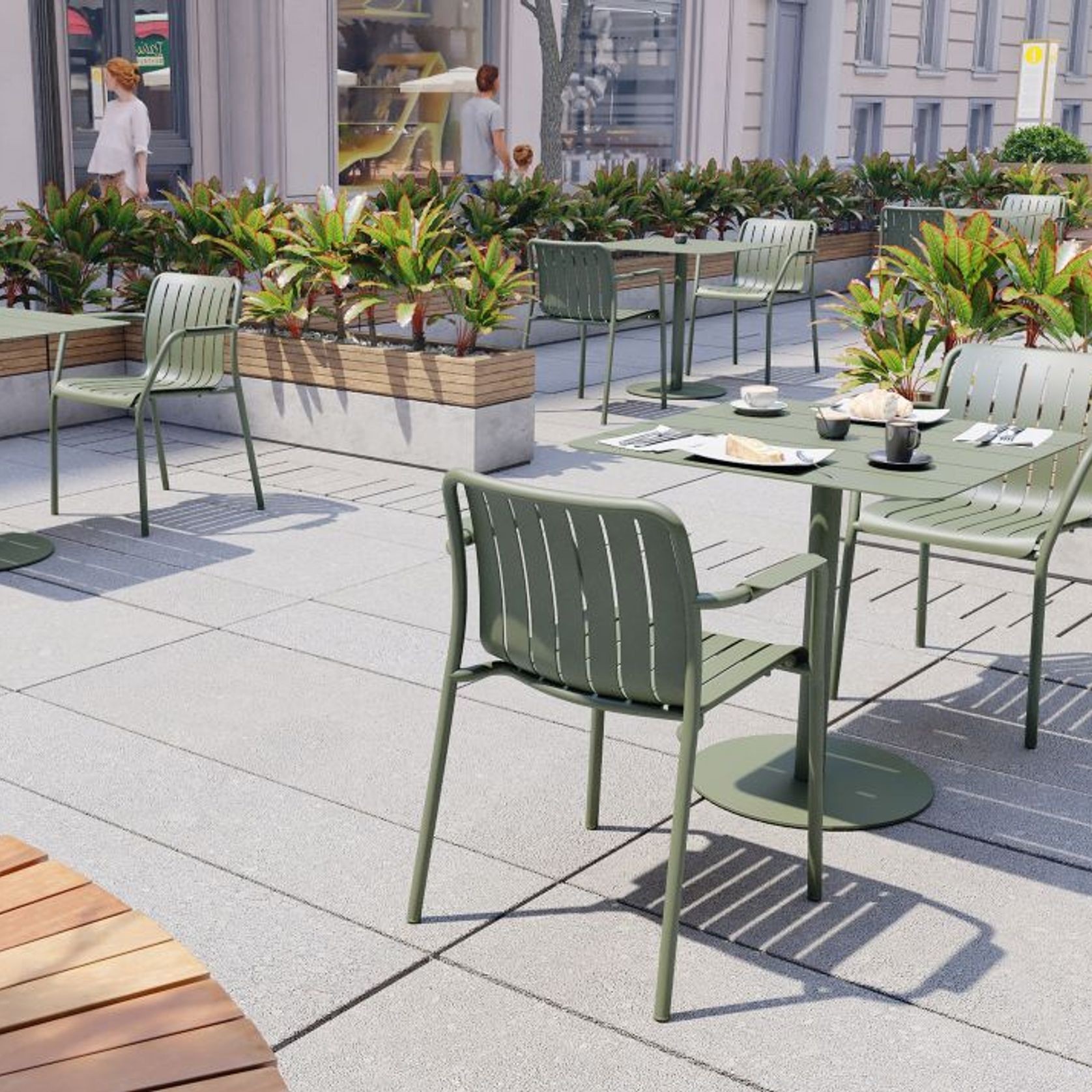 Roku Outdoor Arm Chair in Matt Eucalyptus Green gallery detail image