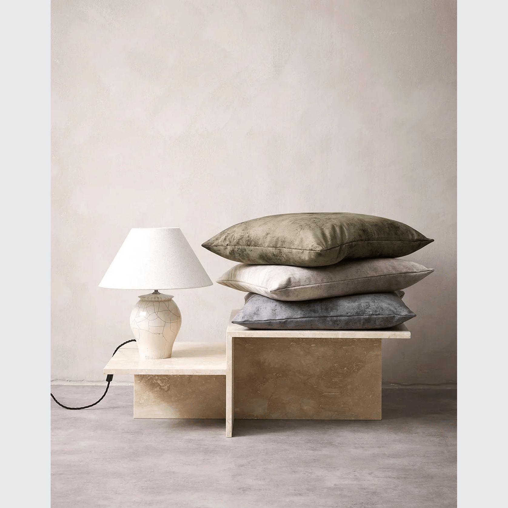 Baya Theo Velvet Cushion - Smoke | Large 60 x 60cm gallery detail image