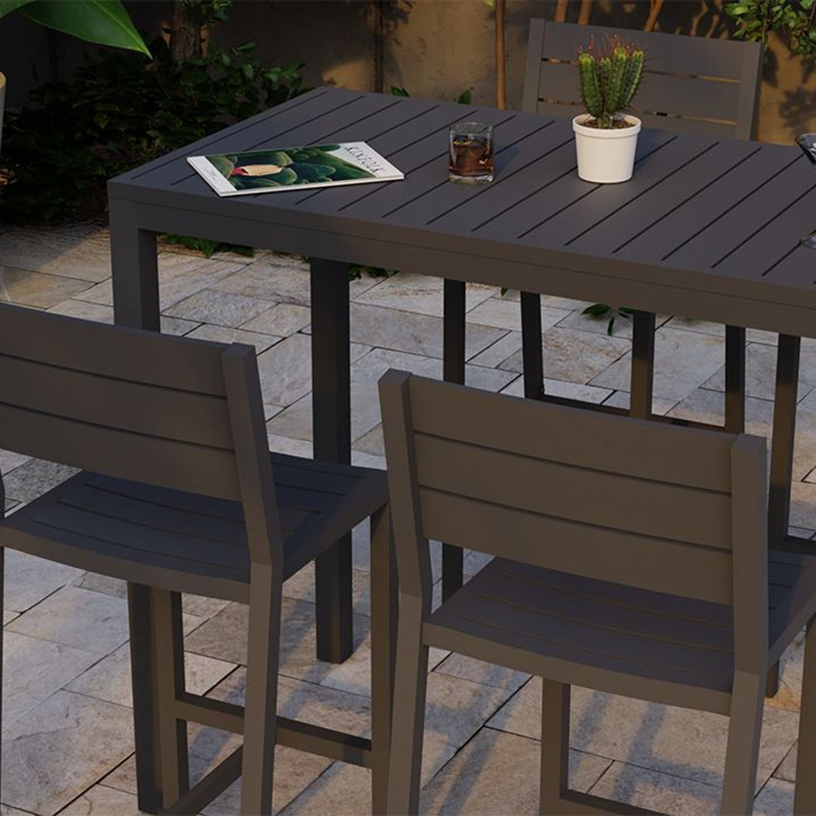 Halki Table - Outdoor - High Bar - 125cm x 65cm - Charcoal gallery detail image