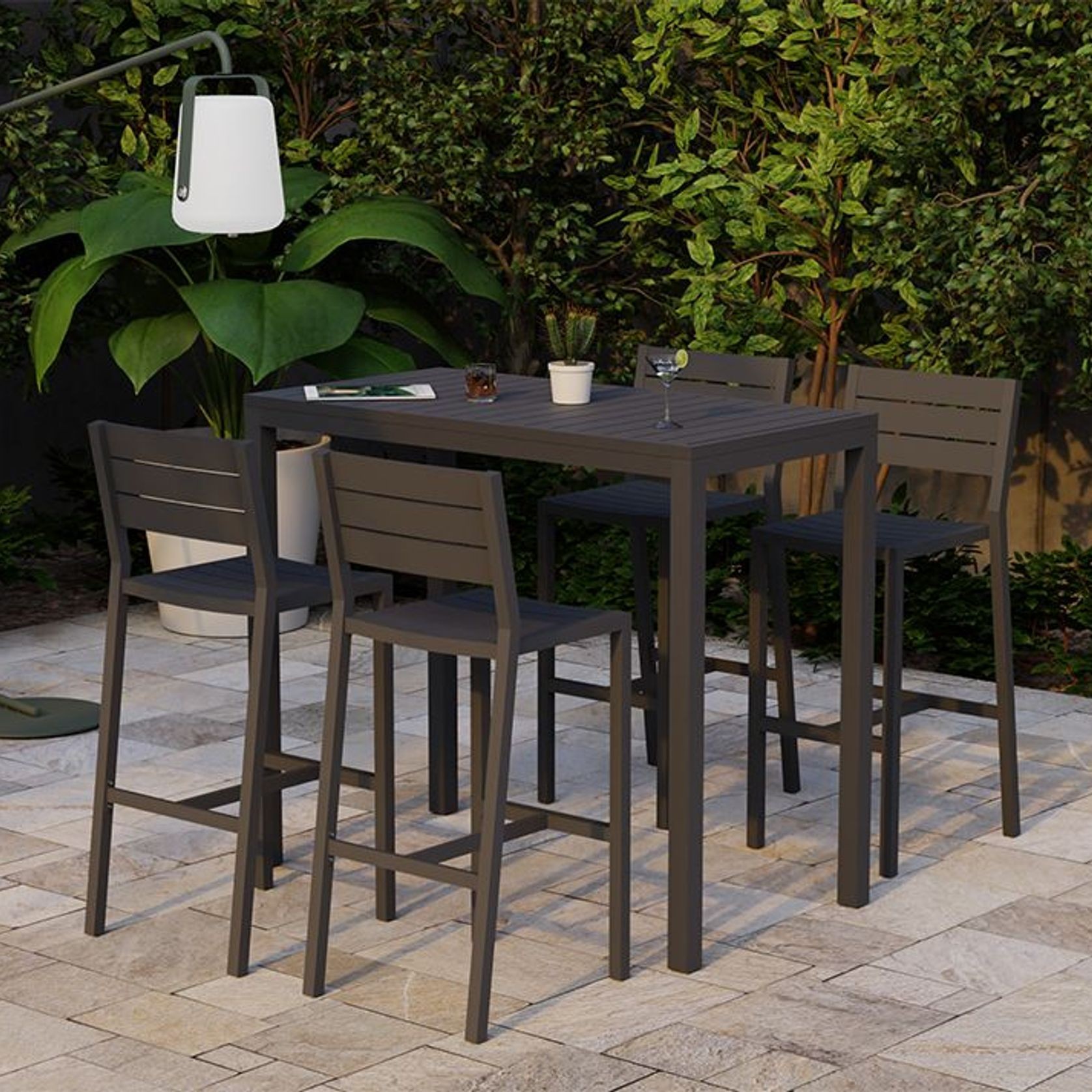 Halki Table - Outdoor - High Bar - 125cm x 65cm - Charcoal gallery detail image