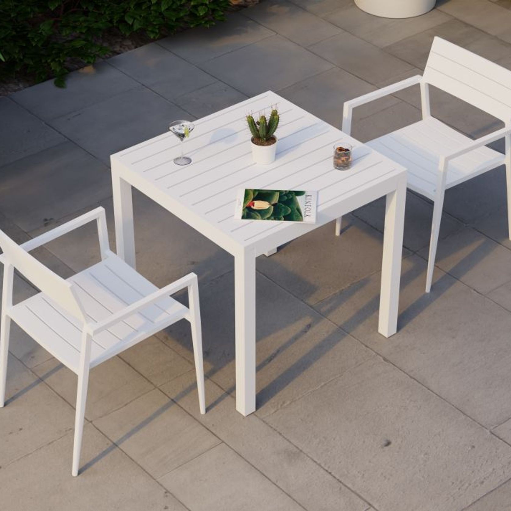 Halki Table Matt White Aluminium 77cm x 77cm gallery detail image
