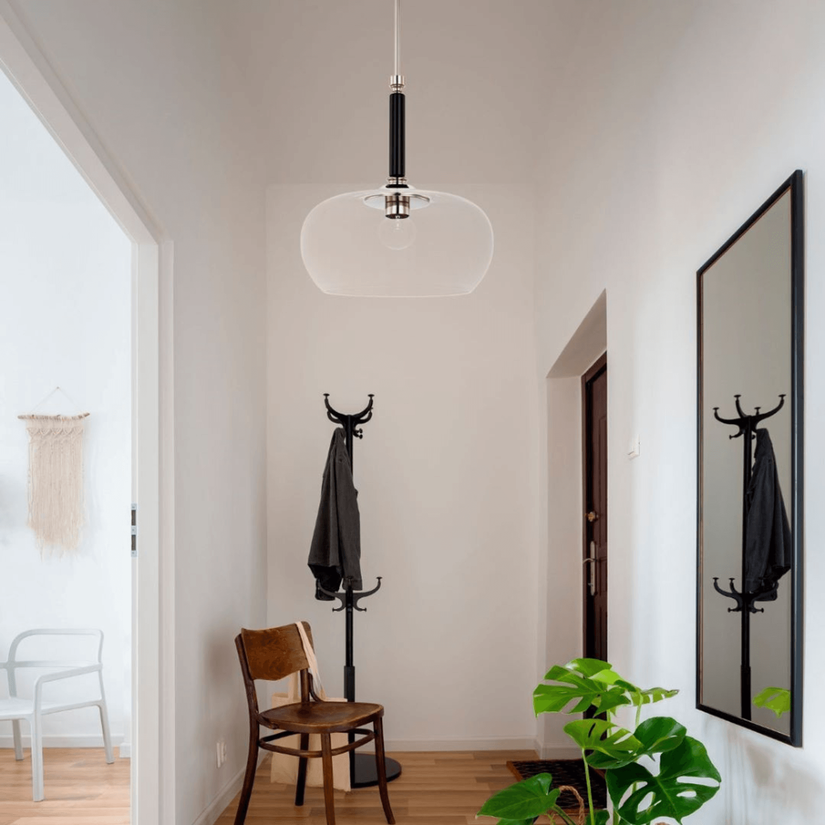 Parker 1 Light Glass Pendant in Brushed Nickel & Black gallery detail image
