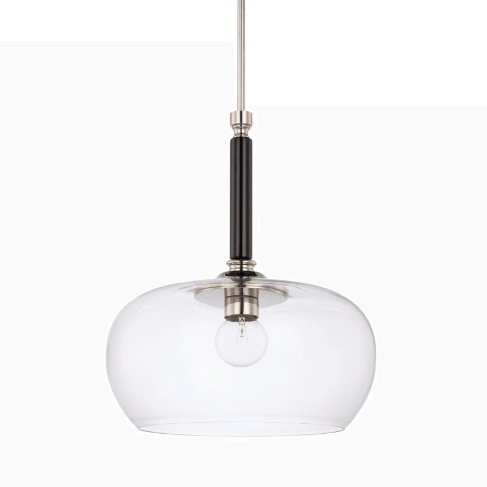 Parker 1 Light Glass Pendant in Brushed Nickel & Black gallery detail image
