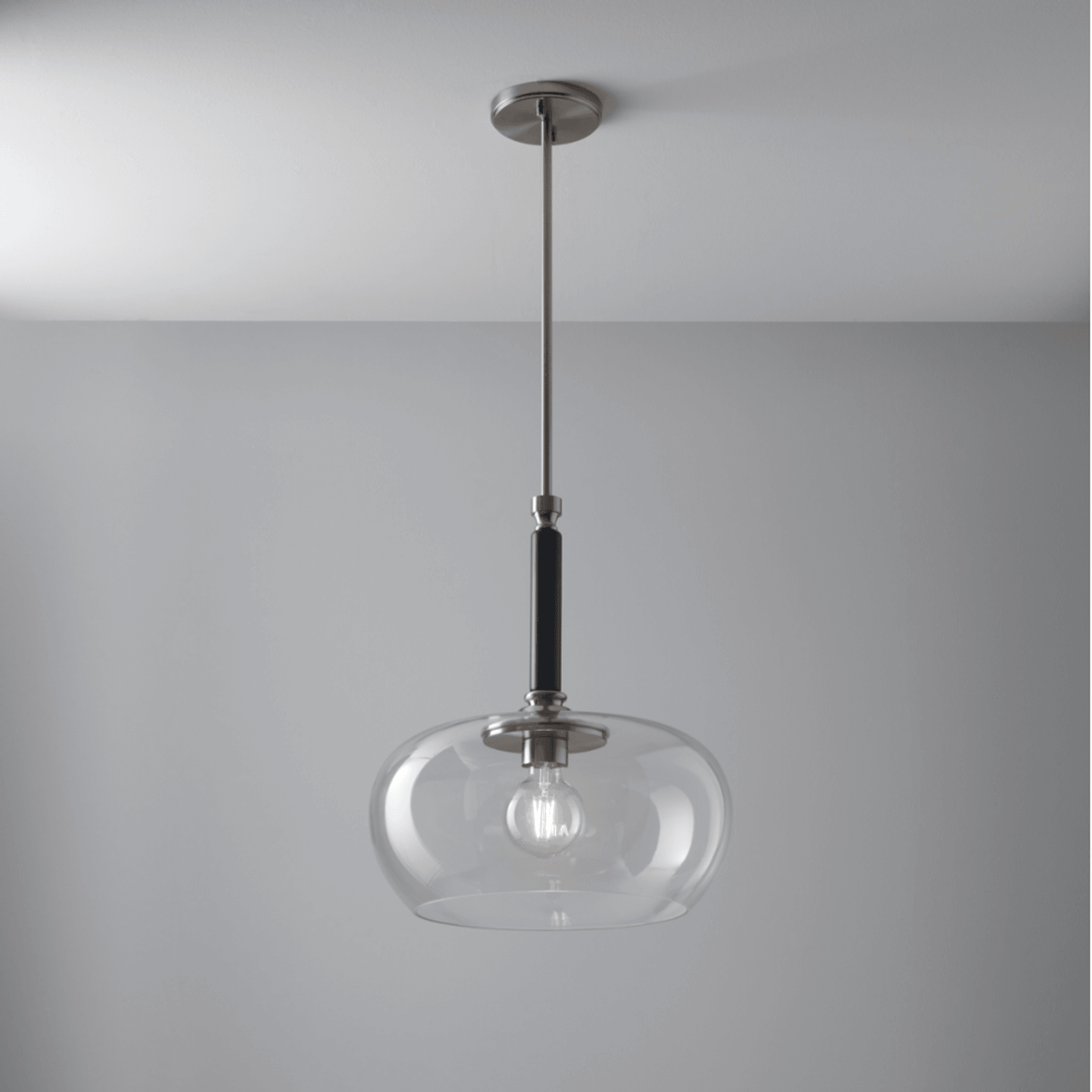 Parker 1 Light Glass Pendant in Brushed Nickel & Black gallery detail image