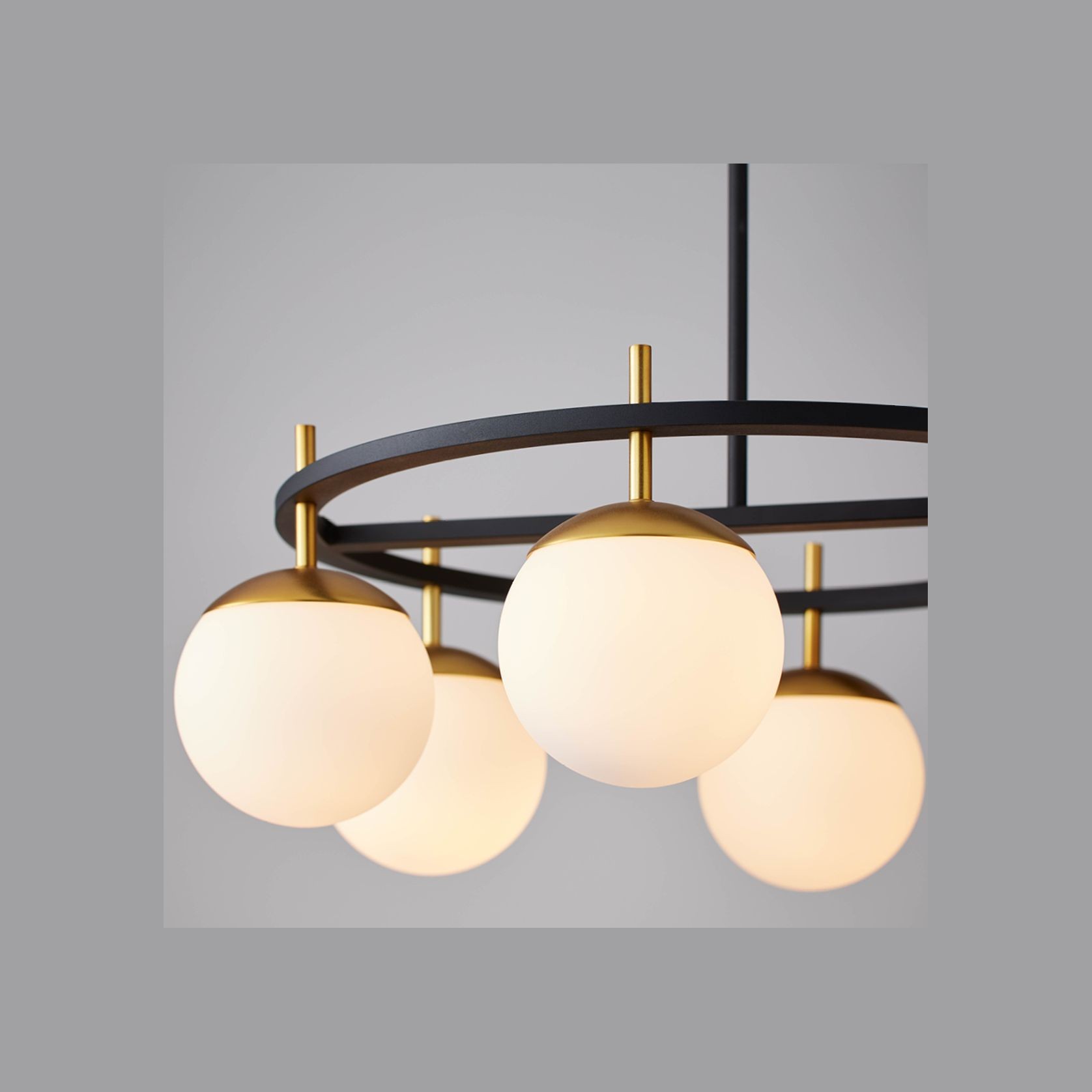 Johnson 6 Light Pendant in Aged Gold & Black gallery detail image