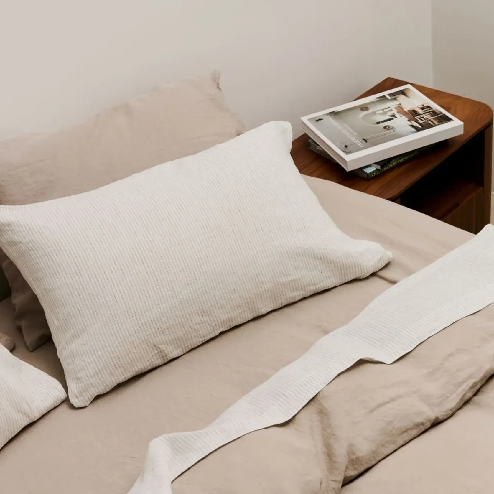 Linen Pillow Cases Stone Standard Pair gallery detail image