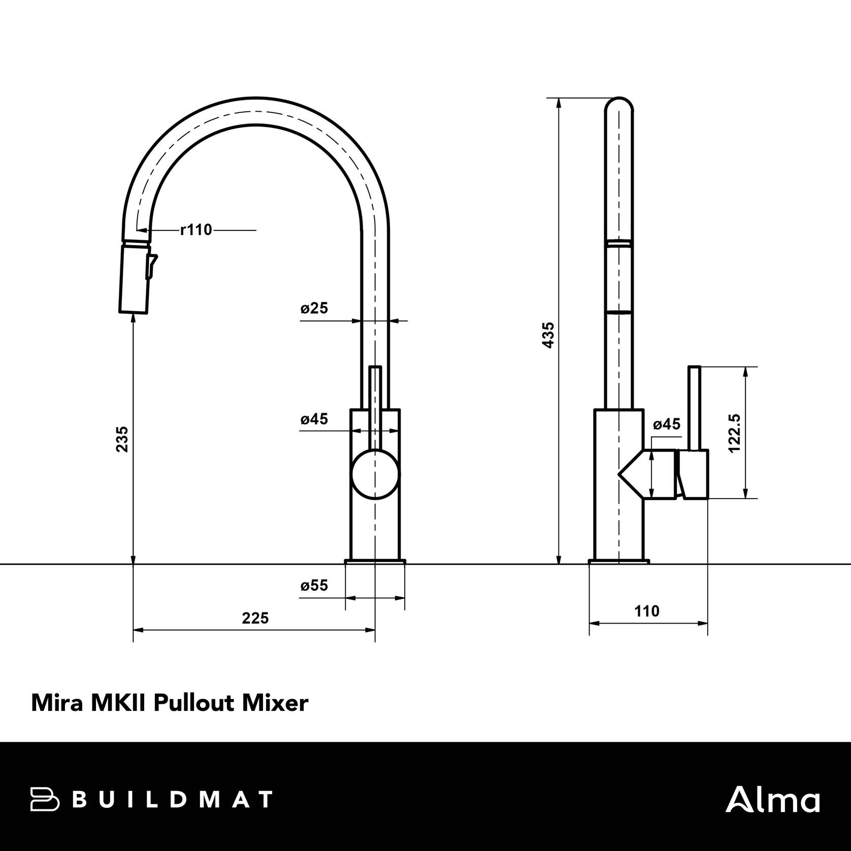 Mira Brushed Nickel Pull Out MKII Mixer gallery detail image