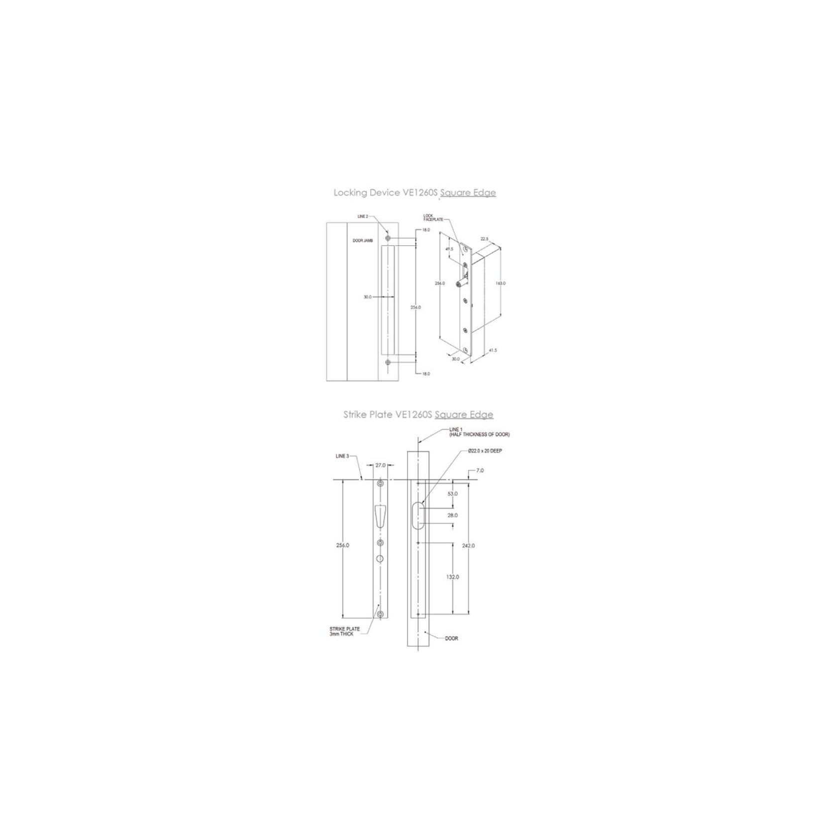 FSH Drop Bolt (V Lock) Square Edge Fire Rated VE1260S gallery detail image