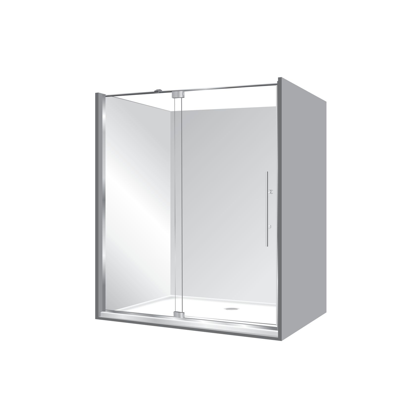Adjustable Frameless Pivot Alcove 900x1600x900 gallery detail image