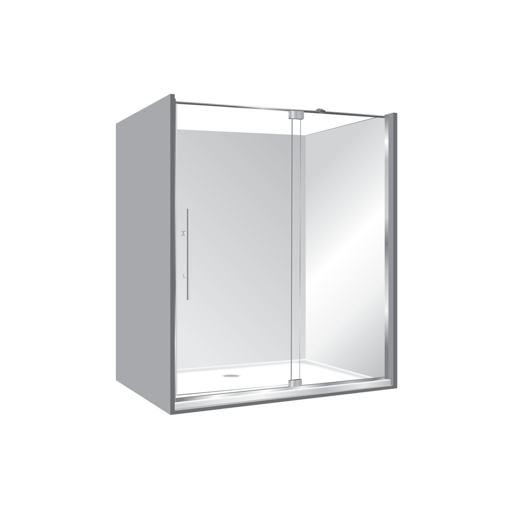 Adjustable Frameless Pivot Alcove 900x1800x900 gallery detail image