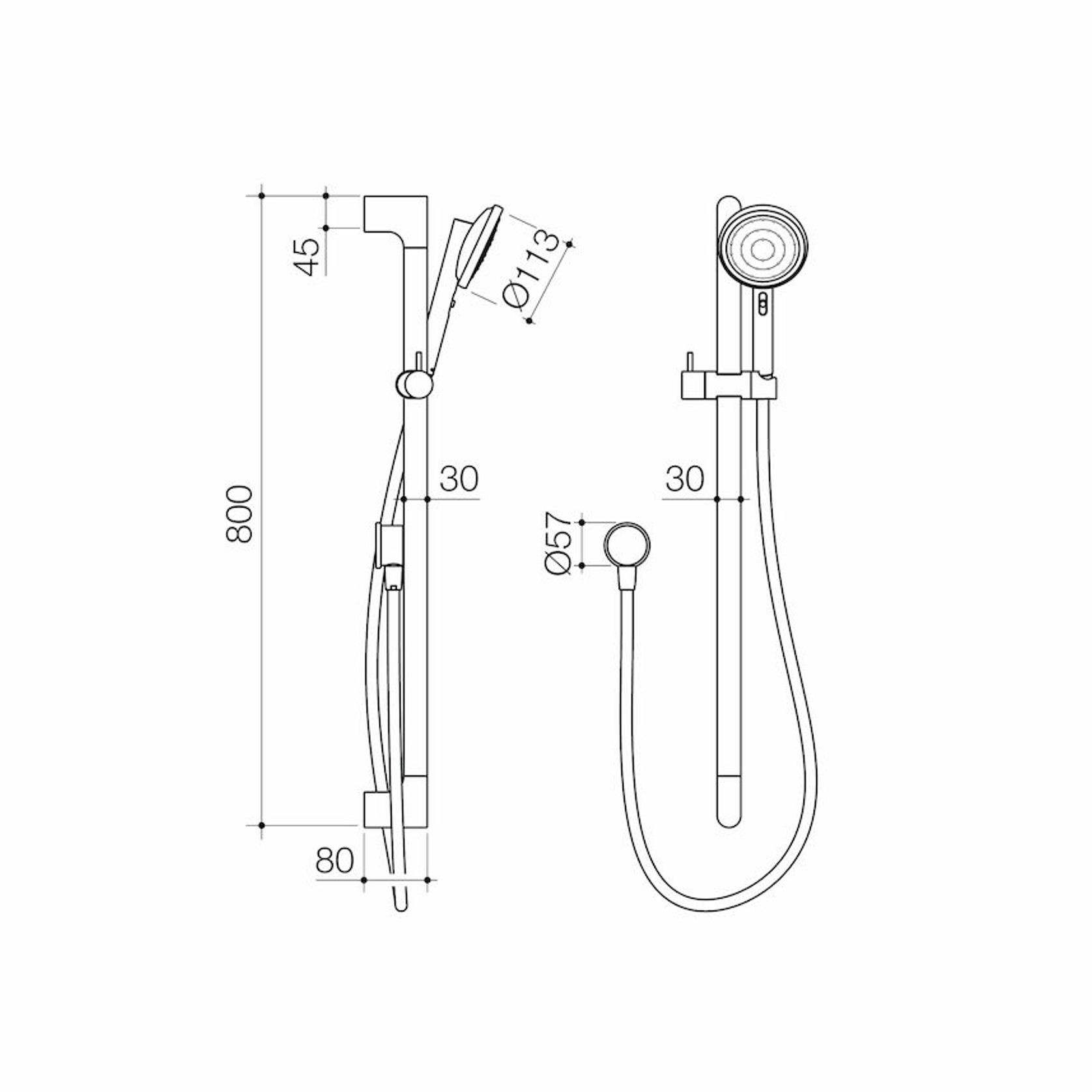 Urbane II Universal Rail Shower - Black gallery detail image