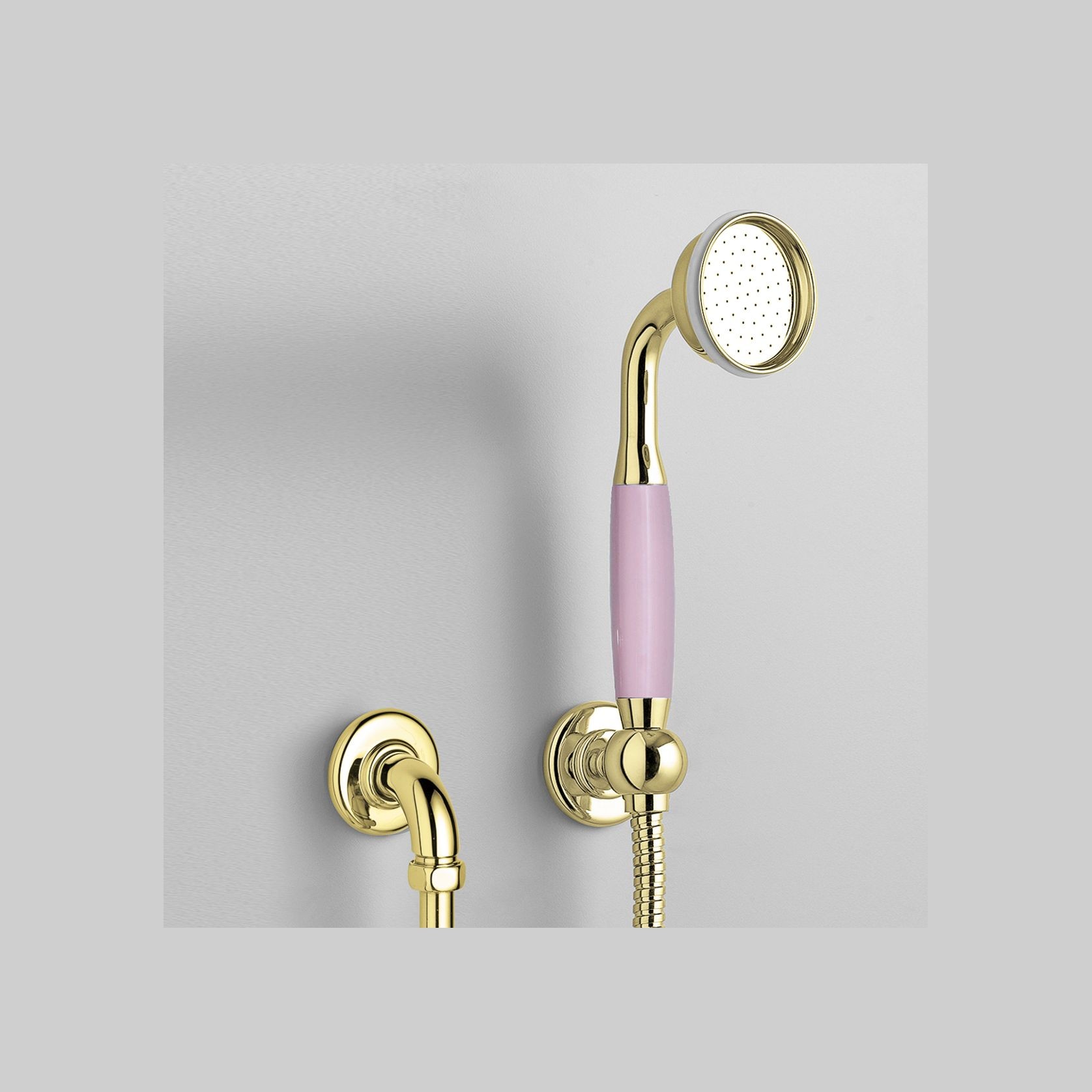The Water Monopoly - Rockwell Straight Handshower On Hose With Wall Outlet, Parking Bracket & Metal/Coloured Shower Handle gallery detail image