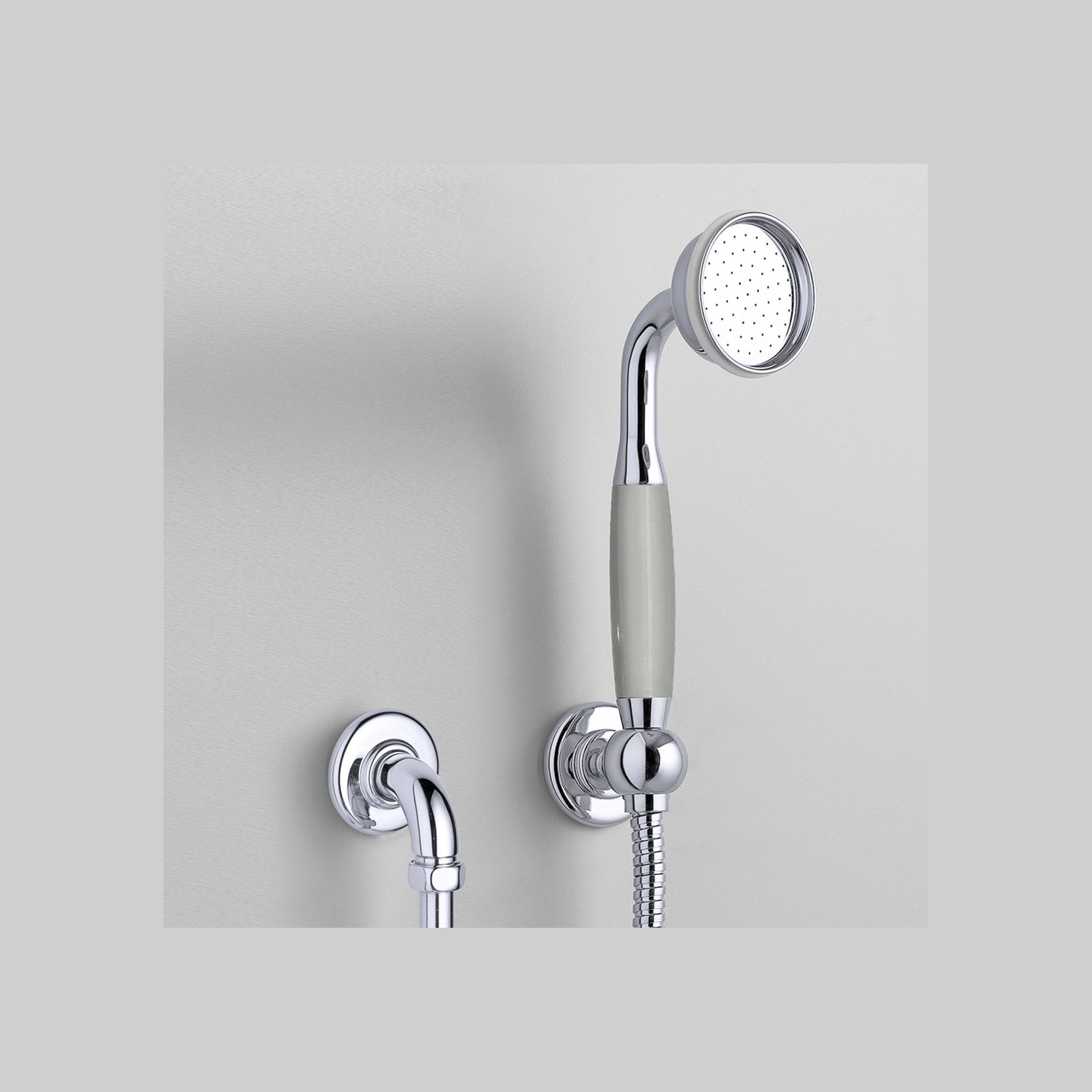 The Water Monopoly - Rockwell Straight Handshower On Hose With Wall Outlet, Parking Bracket & Metal/Coloured Shower Handle gallery detail image