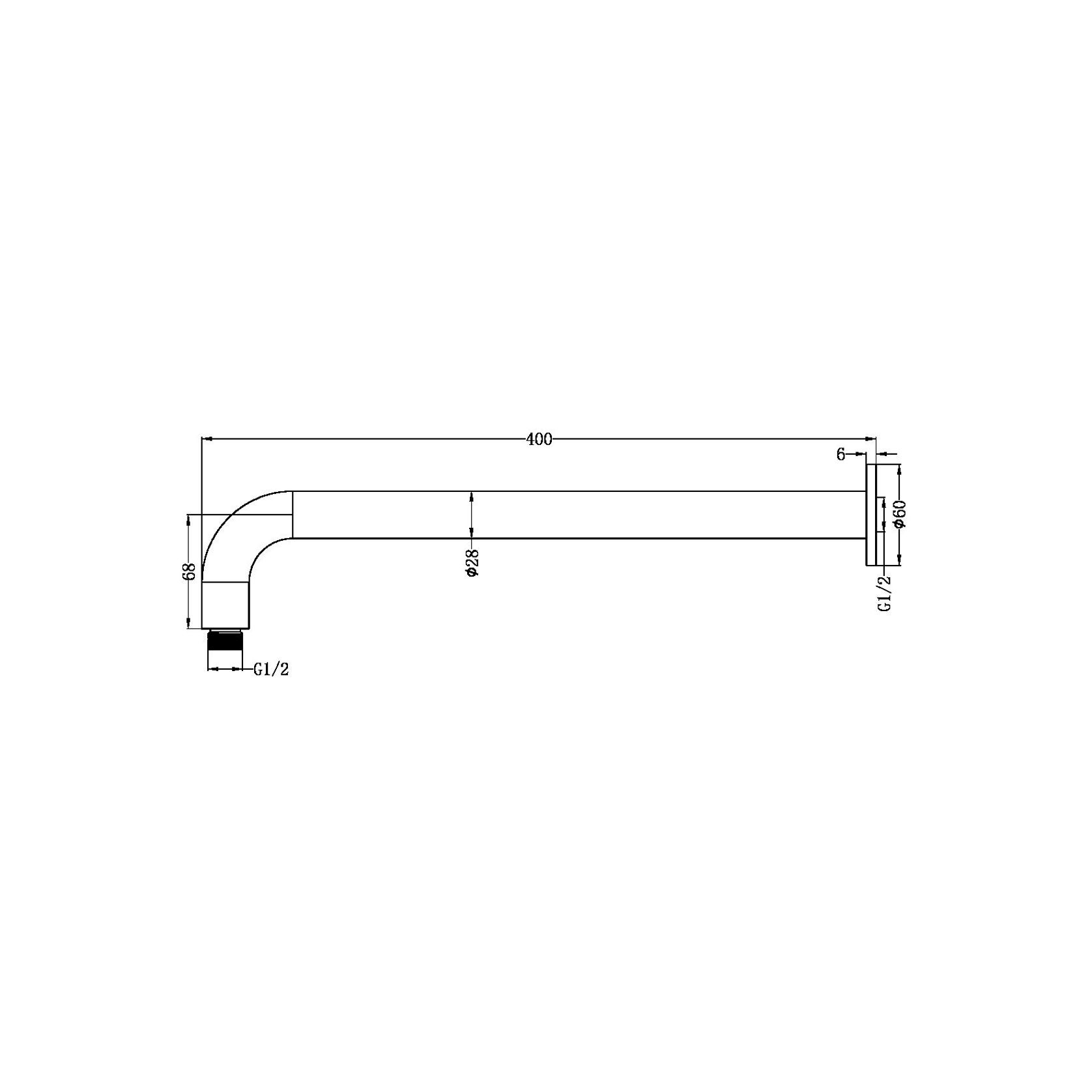 Zen SS316L Round Shower Arm 400mm Length | Brushed Gold gallery detail image