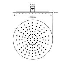 Round Shower Head 200mm Matte Black gallery detail image